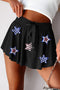 Sparkly Stars And Stripes Patriotic Flared Drawstring Active Skort
